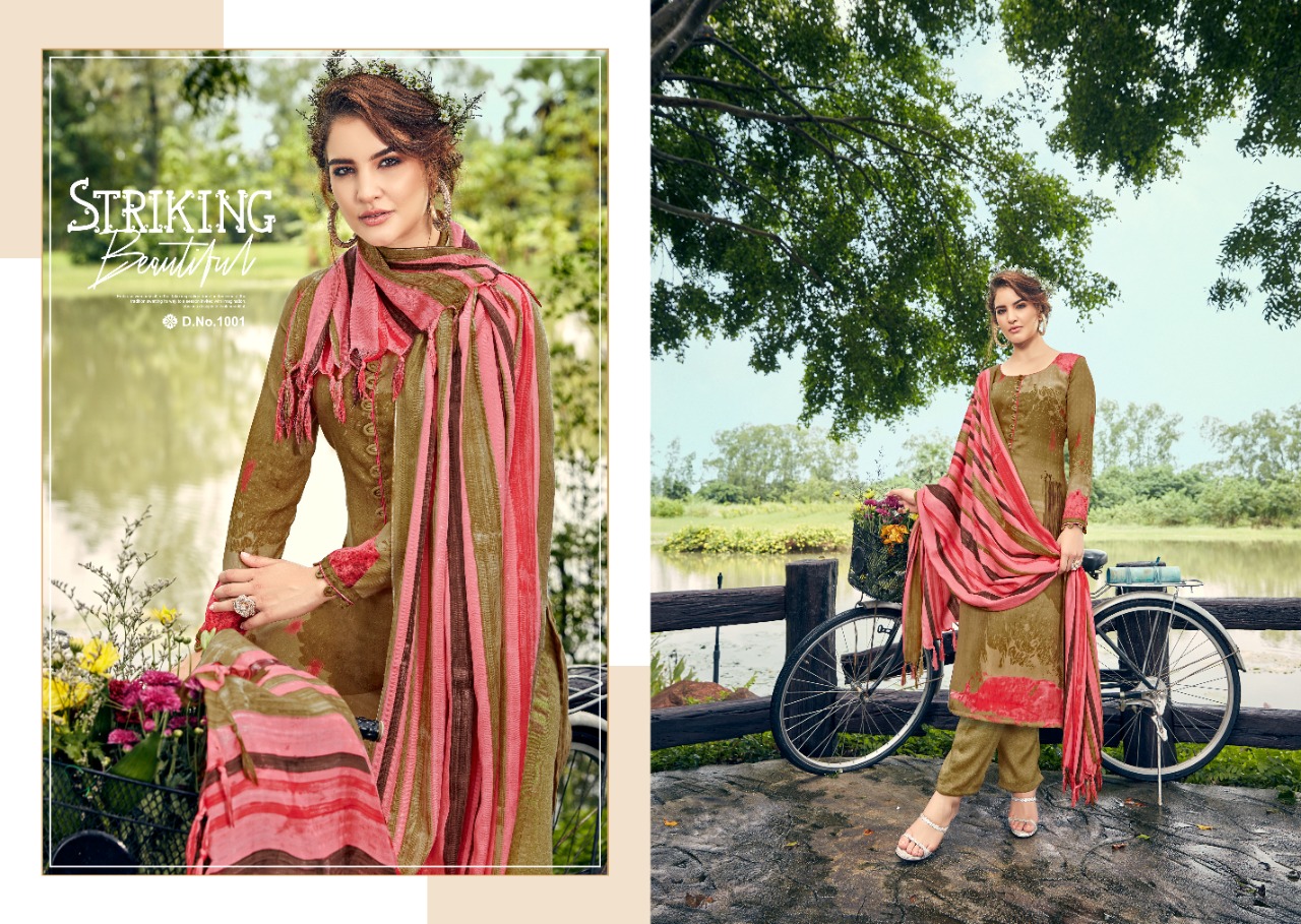 Firdoz By Sumyra 1001 To 1010 Series Beautiful Stylish Fancy Colorful Casual & Party Wear & Ethnic Wear Pure Pashmina Butti Printed Dresses At Wholesale Price
