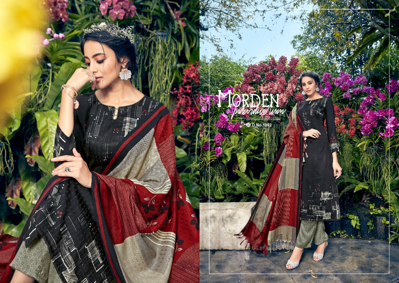 Firdoz By Sumyra 1001 To 1010 Series Beautiful Stylish Fancy Colorful Casual & Party Wear & Ethnic Wear Pure Pashmina Butti Printed Dresses At Wholesale Price