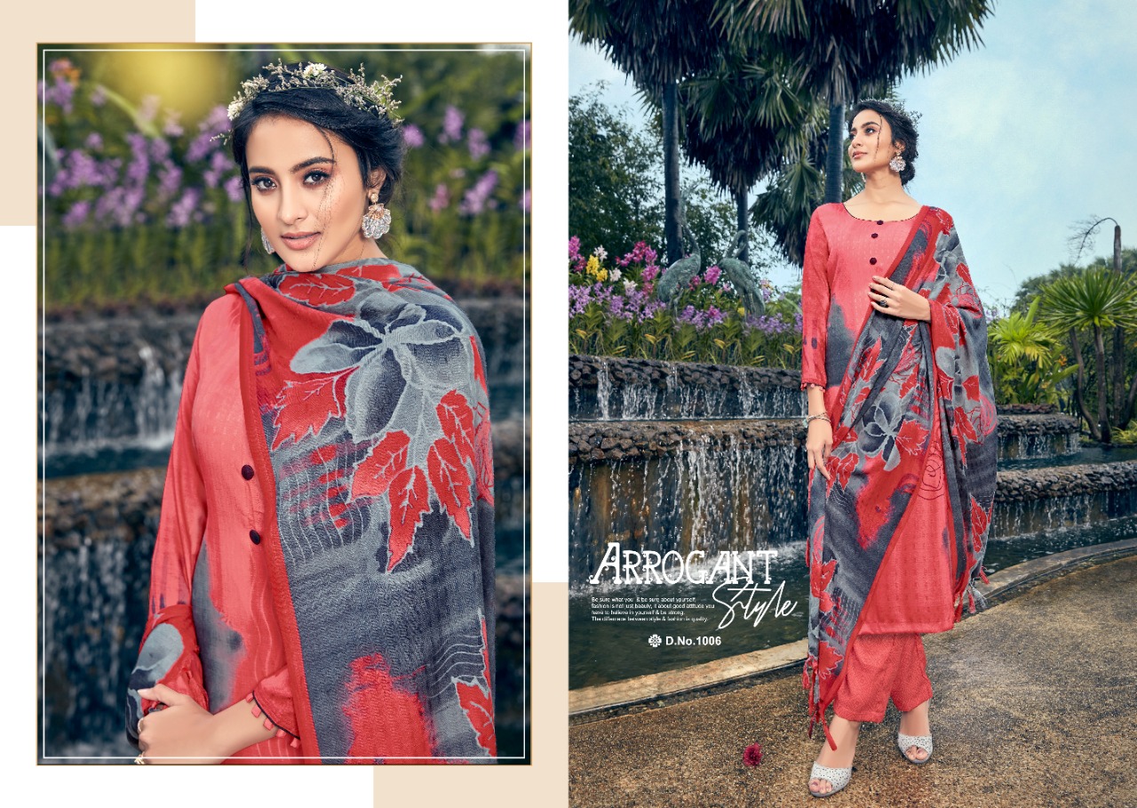 Firdoz By Sumyra 1001 To 1010 Series Beautiful Stylish Fancy Colorful Casual & Party Wear & Ethnic Wear Pure Pashmina Butti Printed Dresses At Wholesale Price