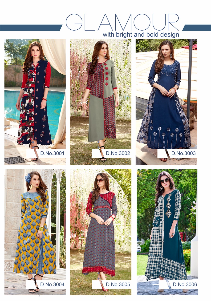 Fiza Vol-3 By Sawan Creation 3001 To 3010 Series Beautiful Colorful Stylish Fancy Casual Wear & Ethnic Wear & Ready To Wear Heavy Rayon Printed Kurtis At Wholesale Price