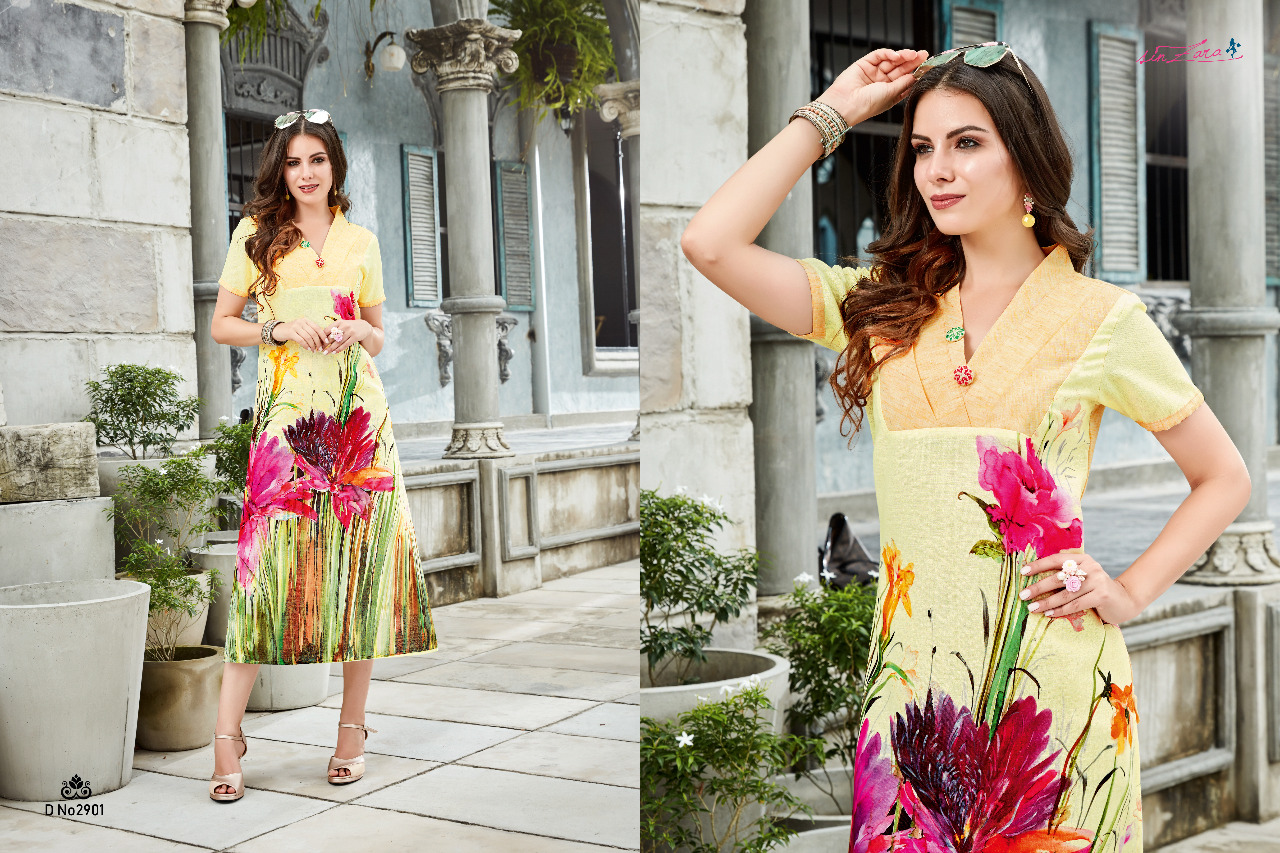 Floraine By Sin Zara 2901 To 2910 Series Beautiful Colorful Stylish Fancy Casual Wear & Ethnic Wear & Ready To Wear Linen With Digital Print Kurtis At Wholesale Price