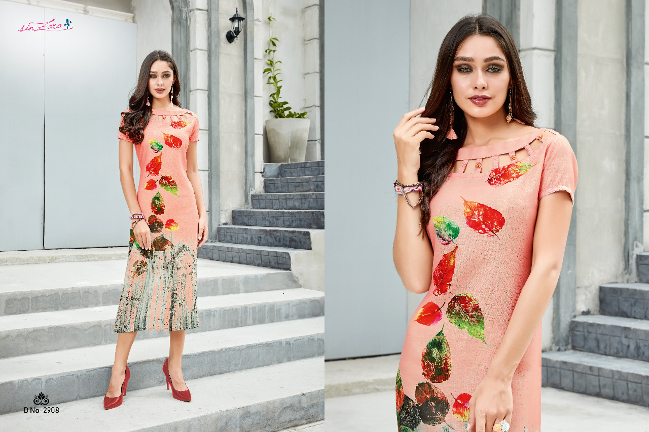 Floraine By Sin Zara 2901 To 2910 Series Beautiful Colorful Stylish Fancy Casual Wear & Ethnic Wear & Ready To Wear Linen With Digital Print Kurtis At Wholesale Price