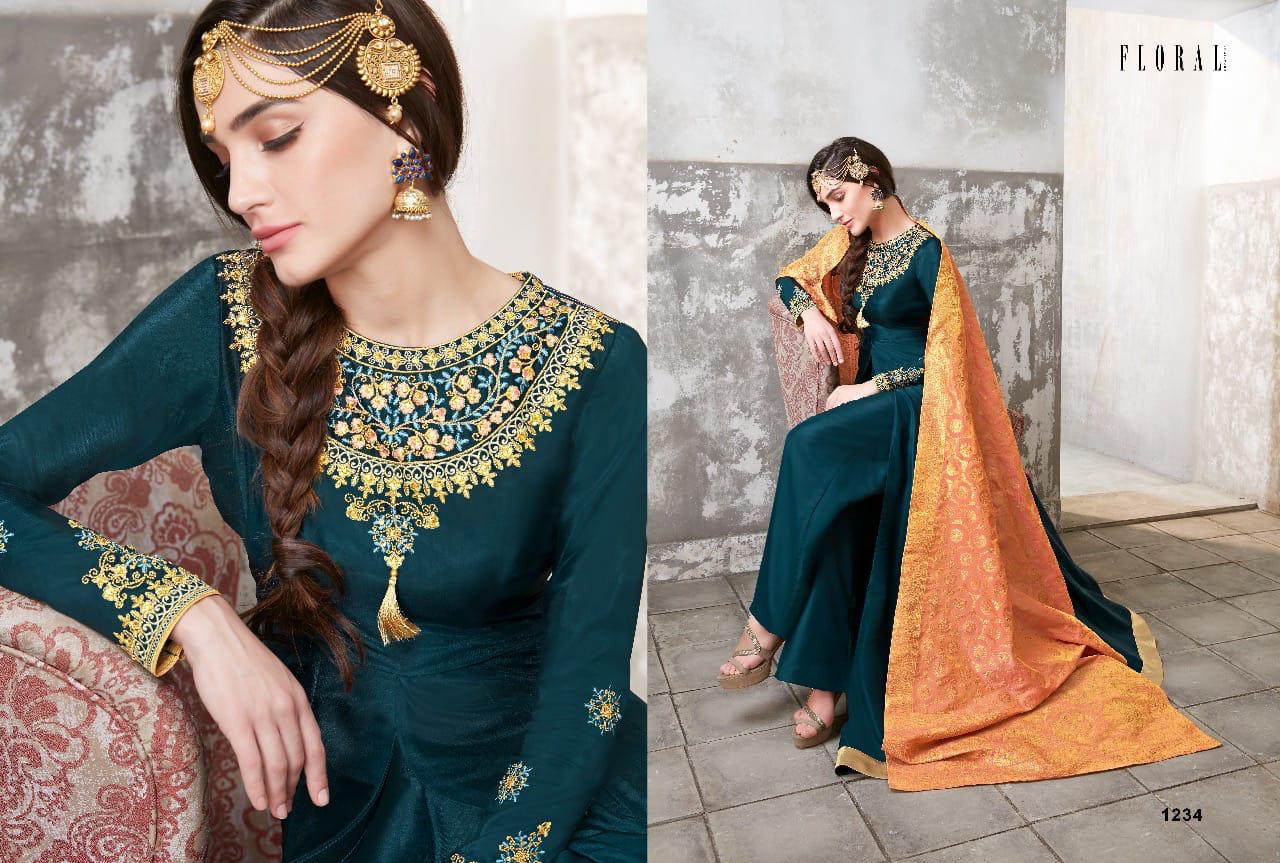 Floral Cora By Jinaam Dresses 1234-a To 1234-e Series Designer Wedding Collection Beautiful Stylish Fancy Colorful Party Wear & Occasional Wear Upada Silk Embroidered Dresses At Wholesale Price