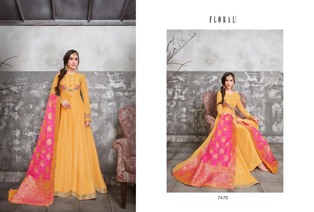 Floral Cora By Jinaam Dresses 1234-a To 1234-e Series Designer Wedding Collection Beautiful Stylish Fancy Colorful Party Wear & Occasional Wear Upada Silk Embroidered Dresses At Wholesale Price
