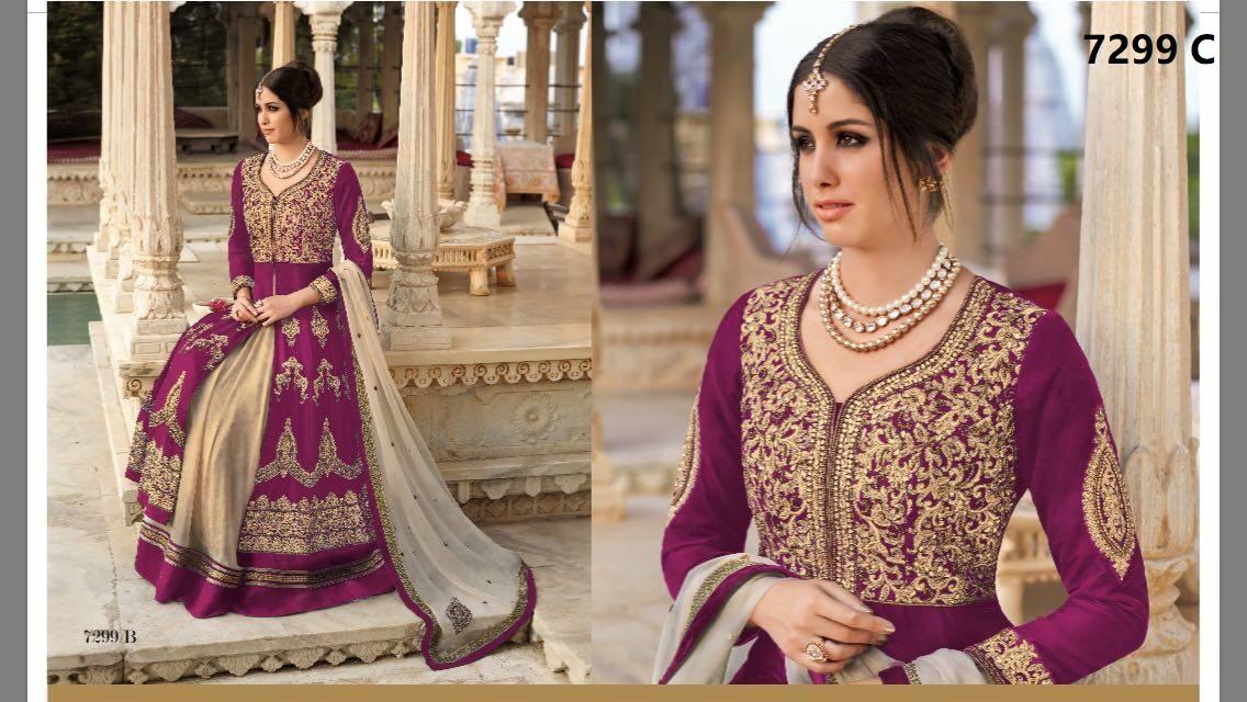 Floral Hit Designs By Jinaam Dresses Beautiful Stylish Designer Printed And Embroidered Party Wear Occasional Wear Velvet/net Dresses At Wholesale Price
