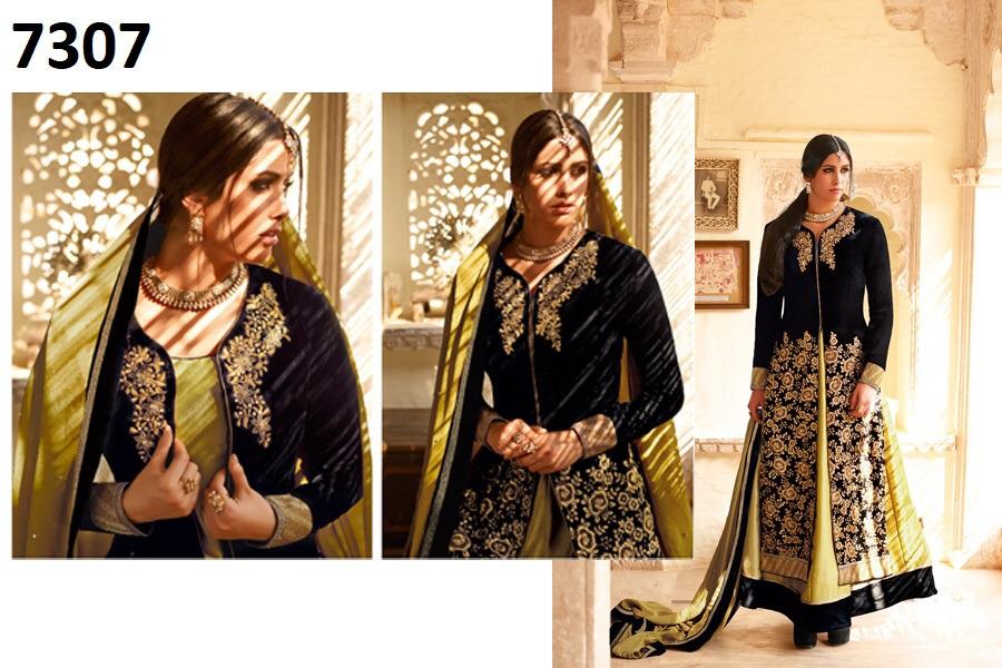 Floral Hit Designs By Jinaam Dresses Beautiful Stylish Designer Printed And Embroidered Party Wear Occasional Wear Velvet/net Dresses At Wholesale Price