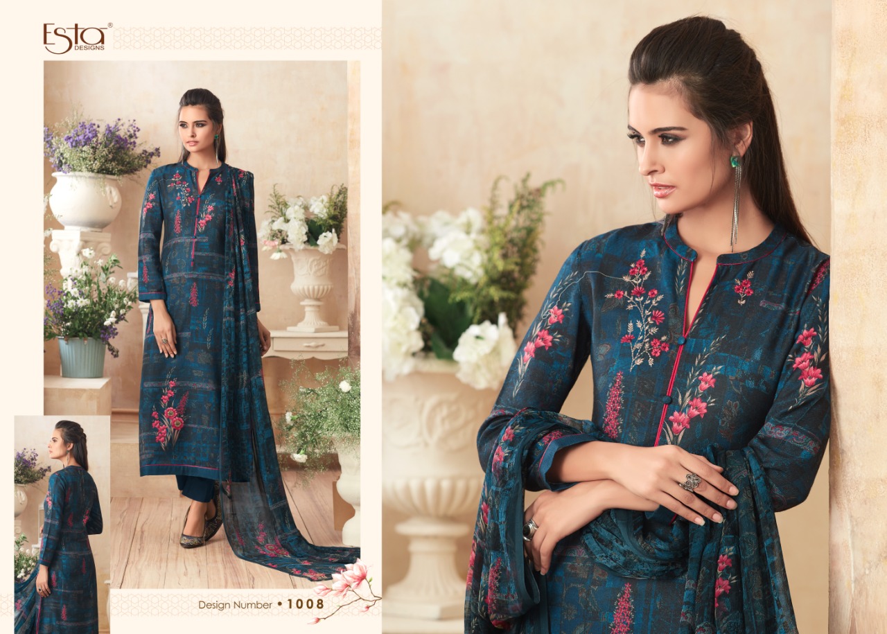 Florence By Esta Designs 1001 To 1012 Series Beautiful Winter Suits Collection Stylish Fancy Colorful Winter Wear & Ethnic Wear Pure Pashmina Embroidered Dresses At Wholesale Price