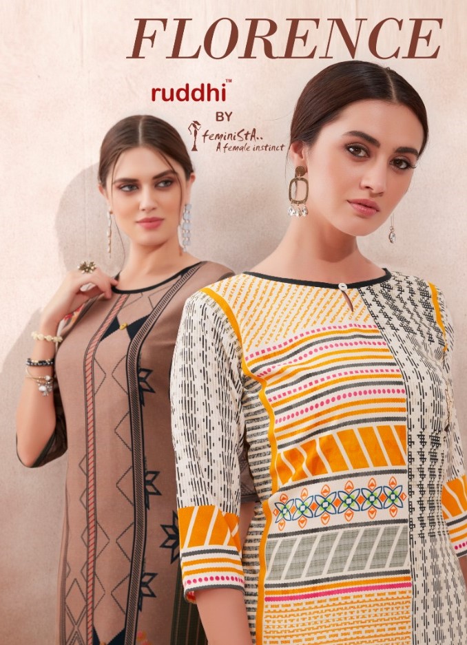 Florence By Feminista 111 To 118 Series Beautiful Colorful Stylish Fancy Casual Wear & Ethnic Wear & Ready To Wear Rayon Printed Kurtis With Bottom At Wholesale Price