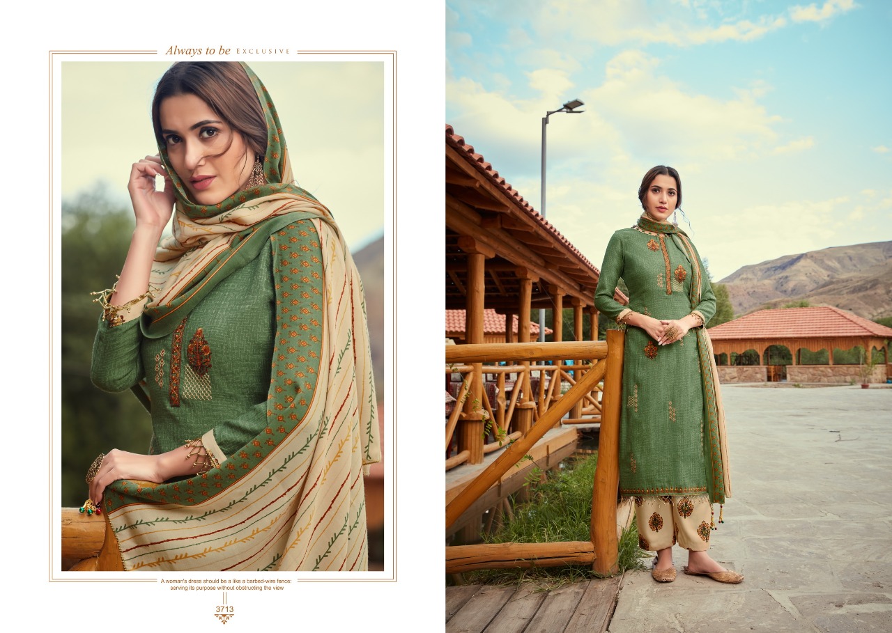 Florance By I.b Nx 3713 To 3720 Series Beautiful Stylish Fancy Colorful Casual & Party Wear & Ethnic Wear Pure Pashmina Printed With Embroidery Dresses At Wholesale Price