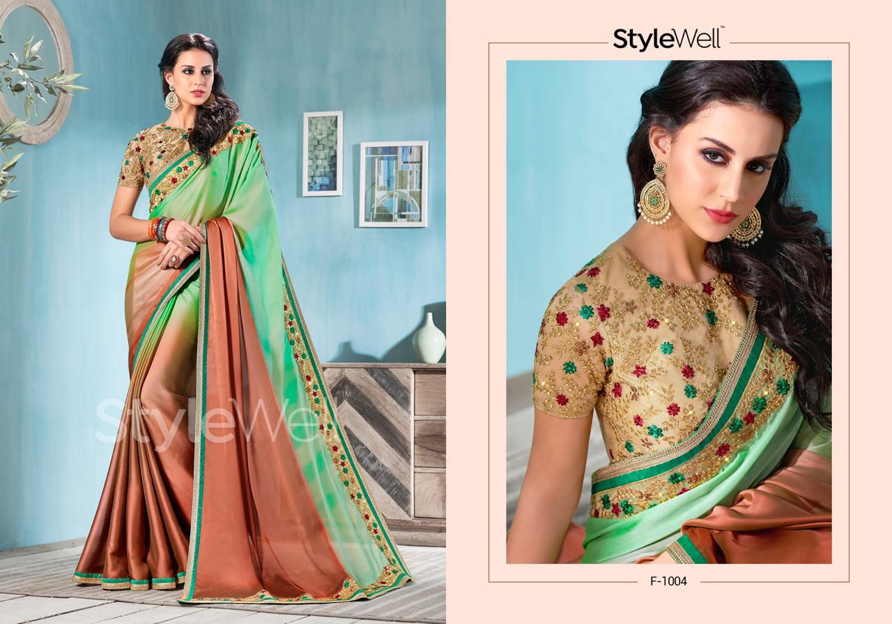 Florenciya By Stylewell 1001 To 1011 Series Indian Traditional Wear Collection Beautiful Stylish Fancy Colorful Party Wear & Occasional Wear Chiffon/silk Digital Printed Sarees At Wholesale Price