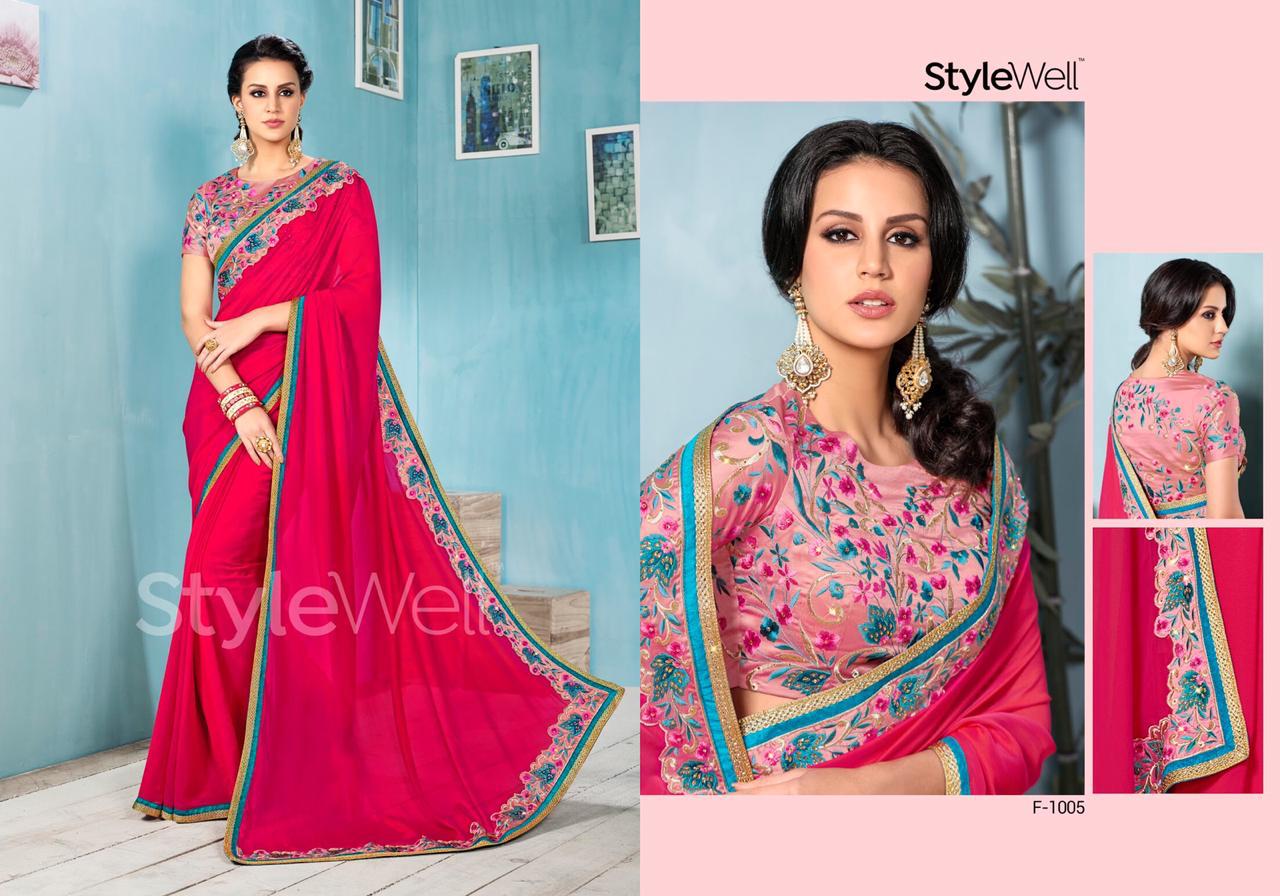 Florenciya By Stylewell 1001 To 1011 Series Indian Traditional Wear Collection Beautiful Stylish Fancy Colorful Party Wear & Occasional Wear Chiffon/silk Digital Printed Sarees At Wholesale Price