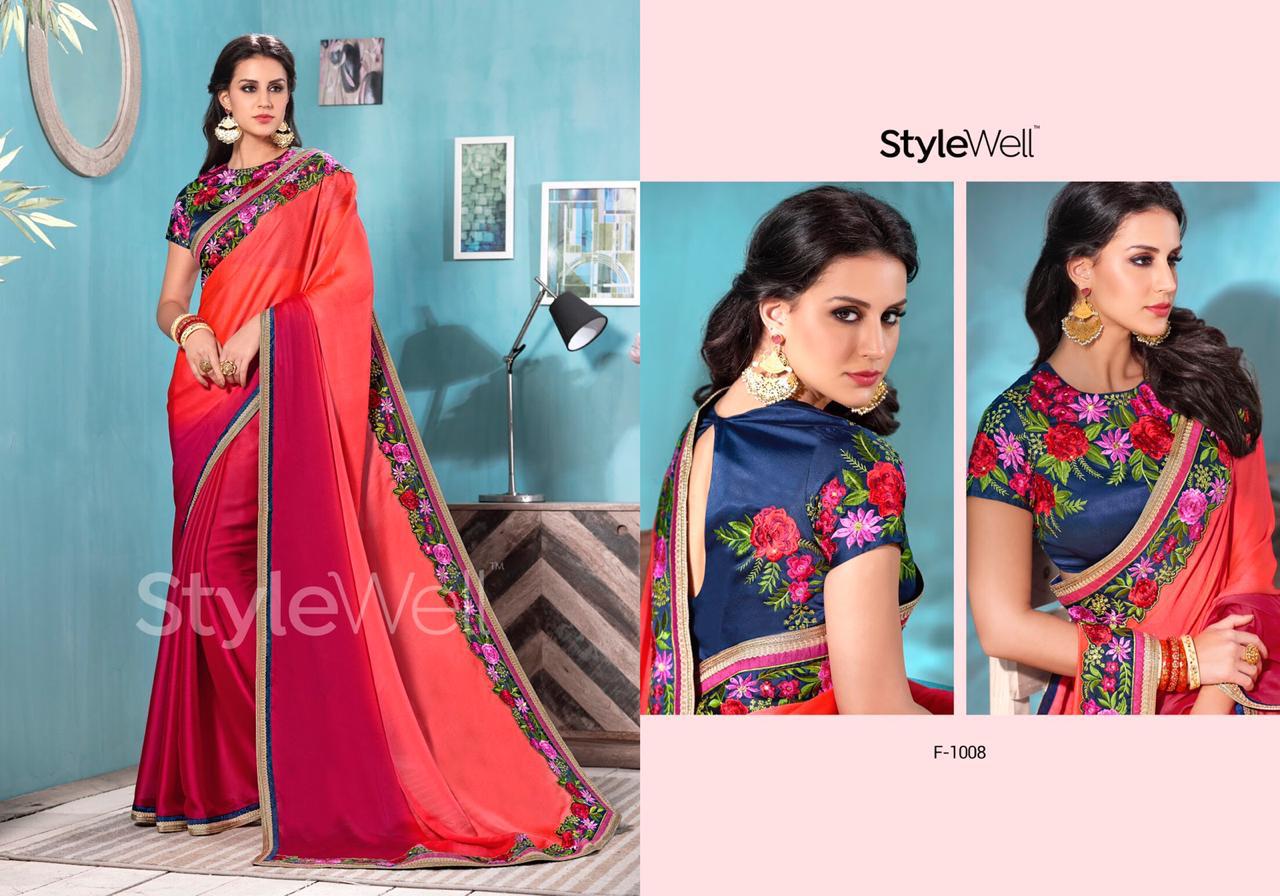 Florenciya By Stylewell 1001 To 1011 Series Indian Traditional Wear Collection Beautiful Stylish Fancy Colorful Party Wear & Occasional Wear Chiffon/silk Digital Printed Sarees At Wholesale Price
