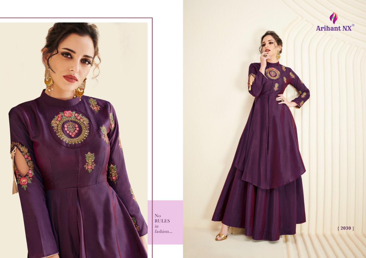 Floret Vol-5 By Arihant Designer 2029 To 2034 Series Designer Wear Collection Beautiful Stylish Fancy Colorful Party Wear & Occasional Wear Soft Satin Silk Embroidered Gowns At Wholesale Price