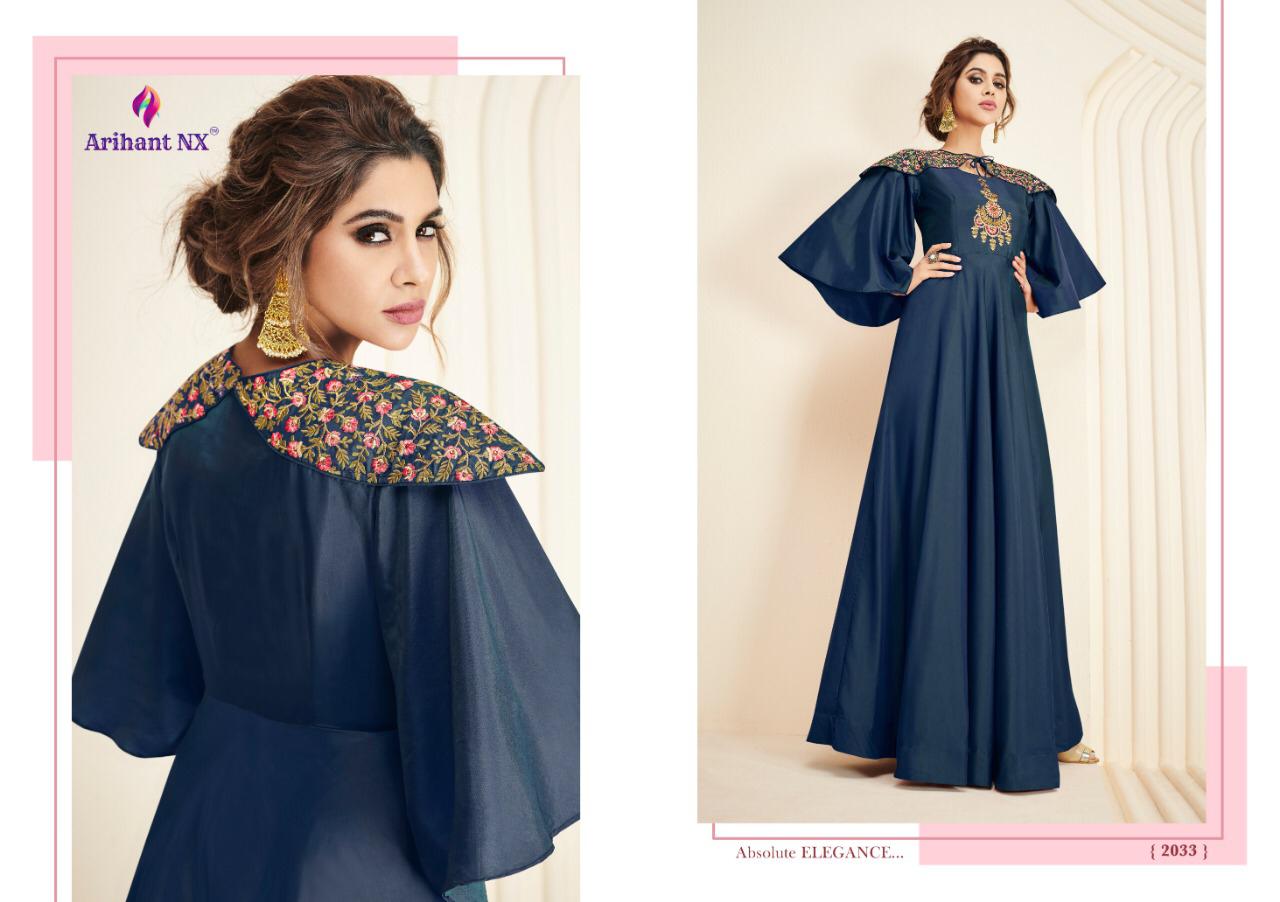 Floret Vol-5 By Arihant Designer 2029 To 2034 Series Designer Wear Collection Beautiful Stylish Fancy Colorful Party Wear & Occasional Wear Soft Satin Silk Embroidered Gowns At Wholesale Price