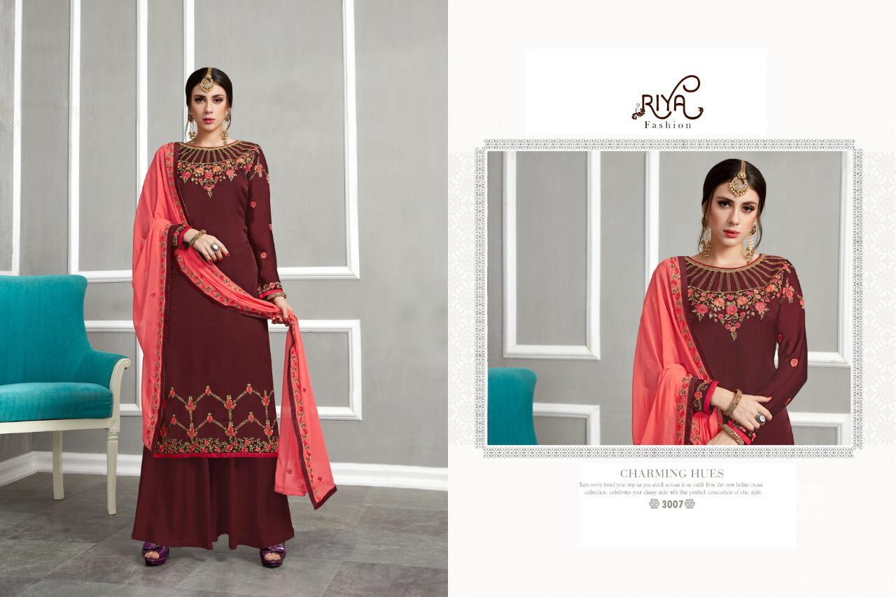 Sale Florida By Riya Fashion 3001 To 3007 Series Designer Sharara Suits Collection Beautiful Stylish Colorful Fancy Party Wear & Occasional Wear Satin Georgette Dresses At Wholesale Price