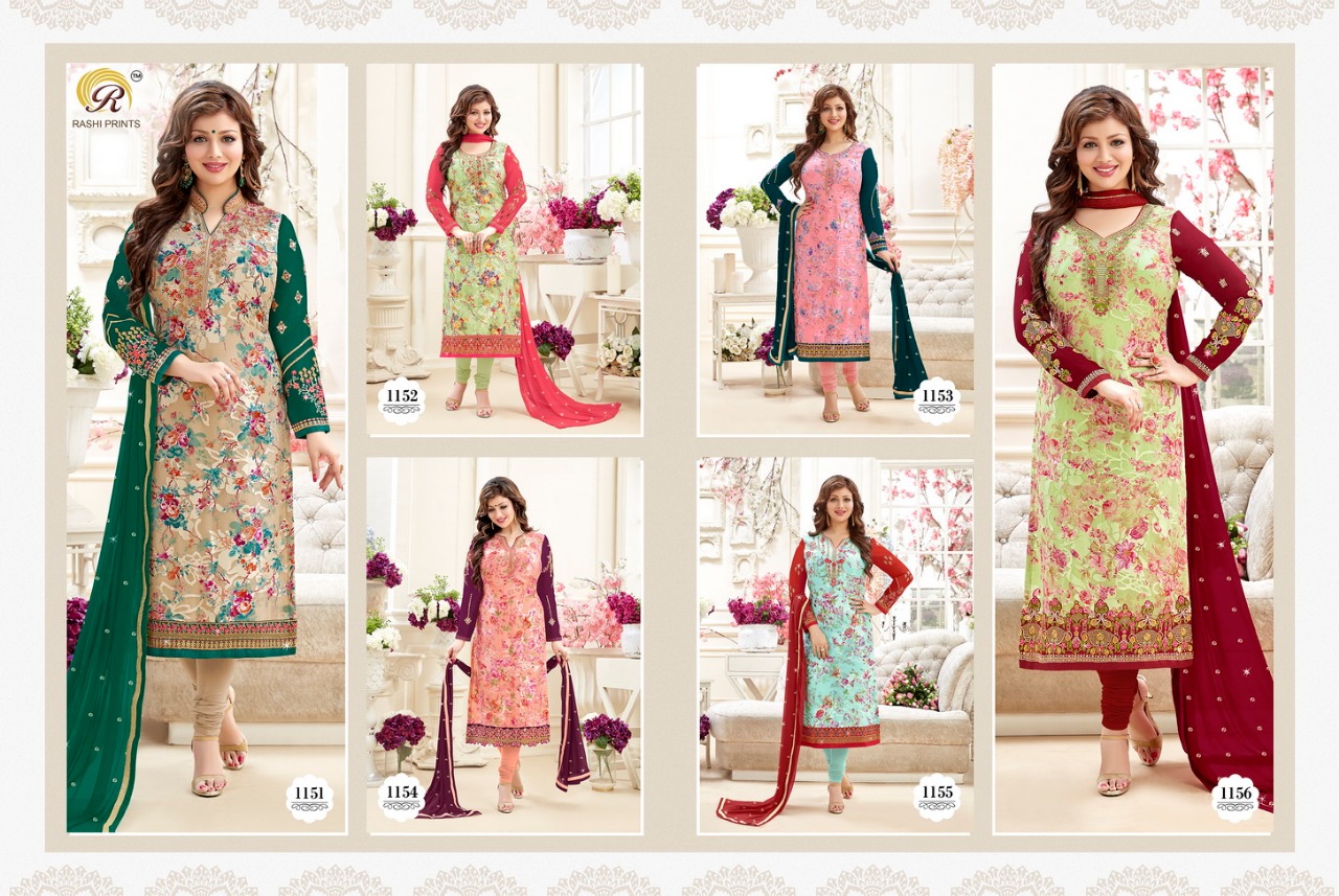 Flowery Brasso Vol-3 By Rashi Prints 1151 To 1156 Series Beautiful Suits Stylish Fancy Colorful Party Wear & Ethnic Wear Brasso Printed & Embroidered Dresses At Wholesale Price