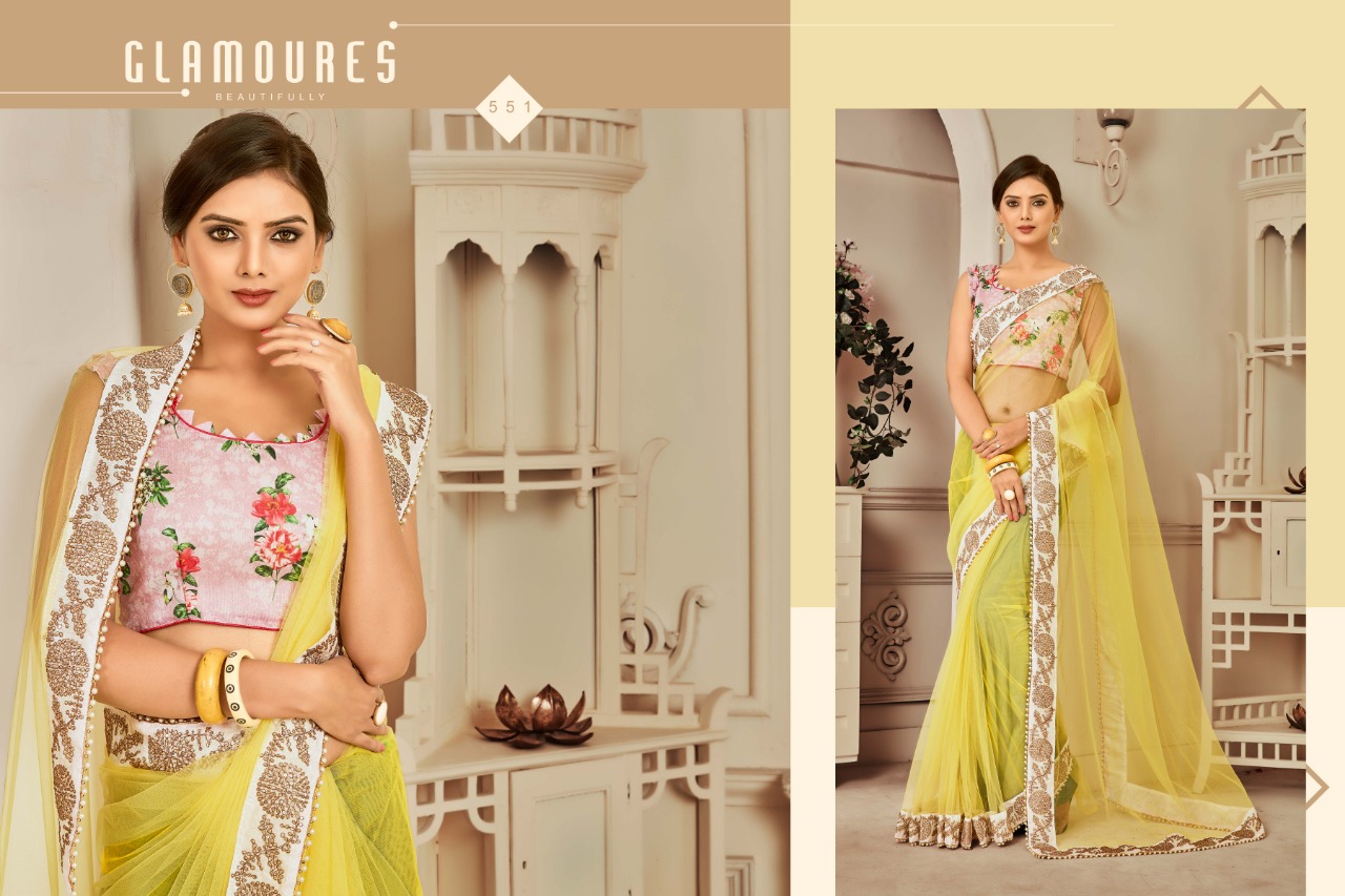 Fusion By Fashid Wholesale 551 To 560 Series Indian Traditional Wear Collection Beautiful Stylish Fancy Colorful Party Wear & Occasional Wear Net/chiffon/georgette Embroidered Sarees At Wholesale Price