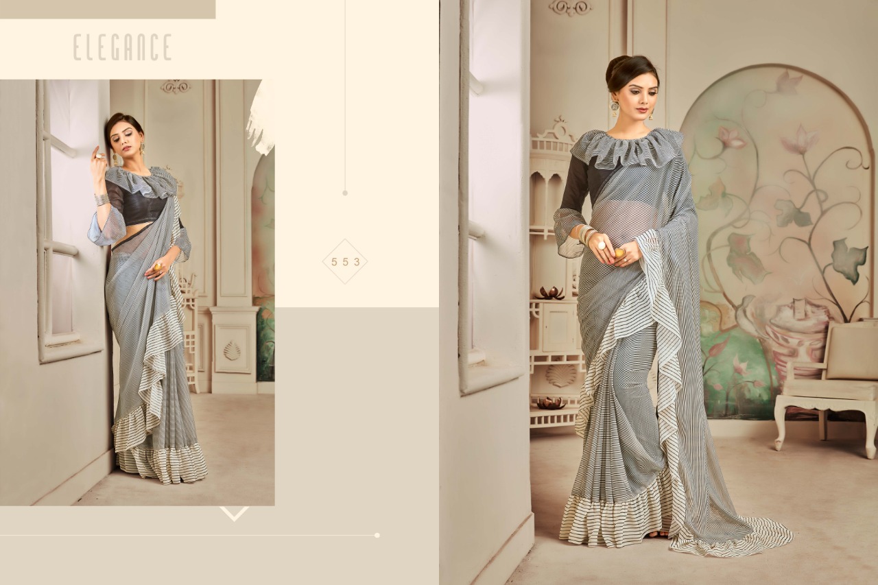 Fusion By Fashid Wholesale 551 To 560 Series Indian Traditional Wear Collection Beautiful Stylish Fancy Colorful Party Wear & Occasional Wear Net/chiffon/georgette Embroidered Sarees At Wholesale Price