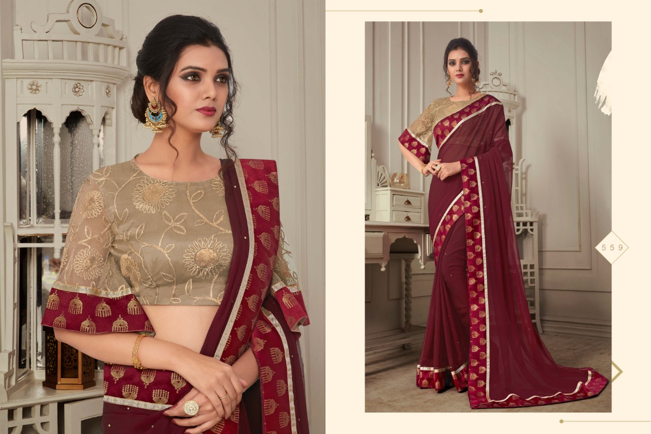 Fusion By Fashid Wholesale 551 To 560 Series Indian Traditional Wear Collection Beautiful Stylish Fancy Colorful Party Wear & Occasional Wear Net/chiffon/georgette Embroidered Sarees At Wholesale Price