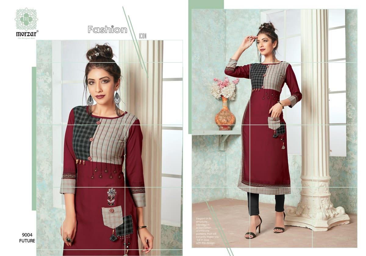 Future By Morzar 9001 To 9008 Series Designer Beautiful Stylish Colorful Fancy Ready To Wear & Casual Wear & Ethnic Wear Heavy Two Tone Rayon Handworked Kurtis At Wholesale Price