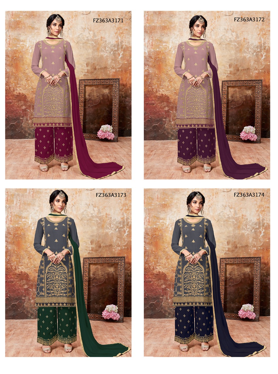 Fz Vol-363 By Fashid Wholesale 3171 To 3174 Series Beautiful Suits Stylish Fancy Colorful Party Wear & Occasional Wear Faux Georgette Embroidered Dresses At Wholesale Price