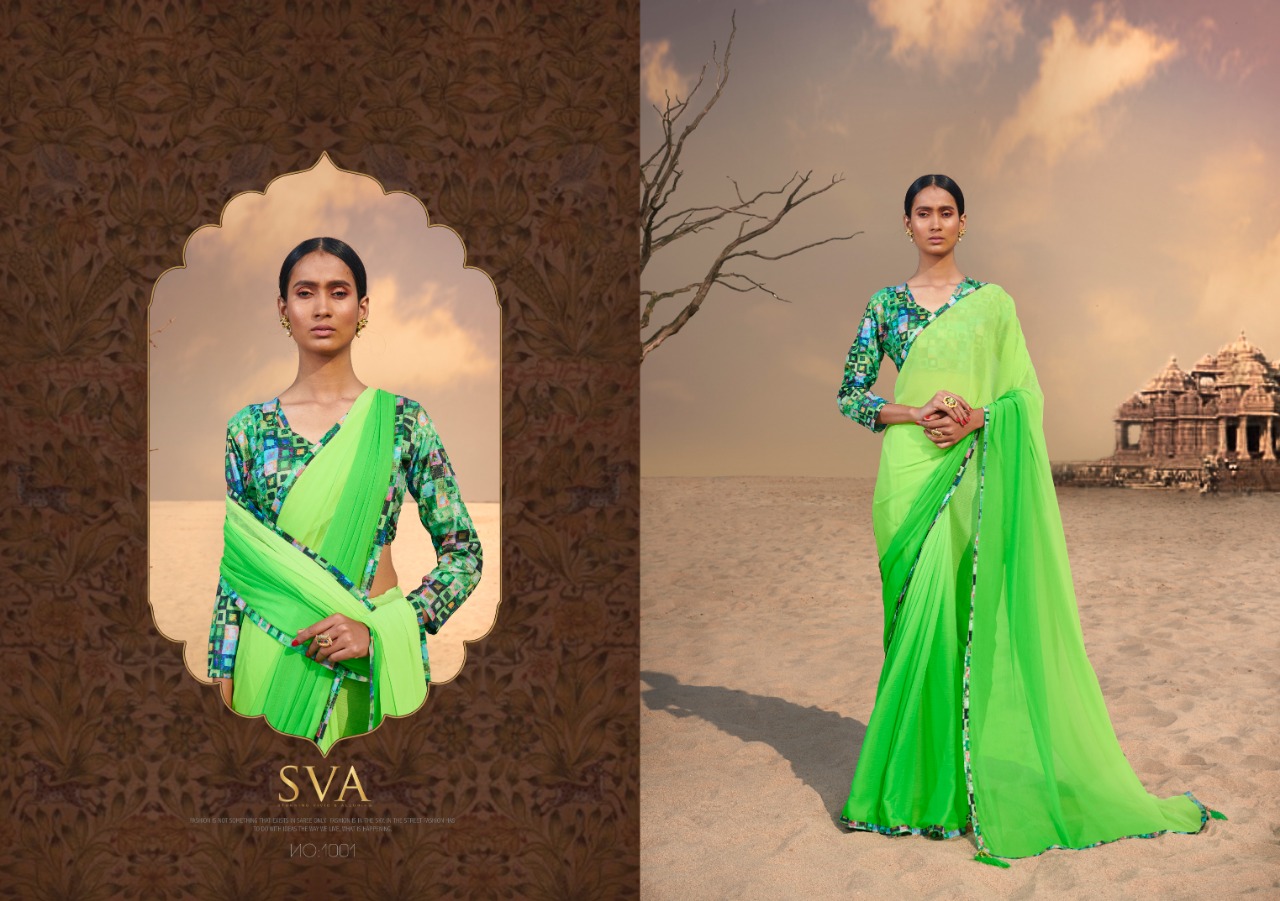 Gangawati By Sva 1001 To 1012 Series Designer Beautiful Indian Traditional Wear Colorful Fancy Party Wear & Occasional Wear Pure Chiffon Printed Sarees At Wholesale Price