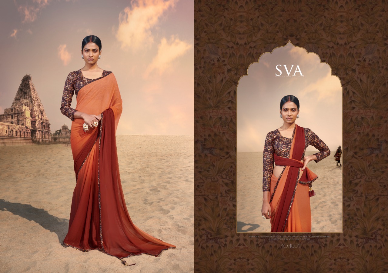 Gangawati By Sva 1001 To 1012 Series Designer Beautiful Indian Traditional Wear Colorful Fancy Party Wear & Occasional Wear Pure Chiffon Printed Sarees At Wholesale Price