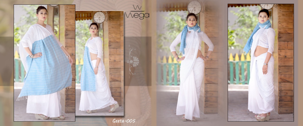 Geeta By Wega 001 To 010 Series Indian Traditional Wear Collection Beautiful Stylish Fancy Colorful Party Wear & Occasional Wear Soft Linen Cotton Slub Zari Weaving Sarees At Wholesale Price