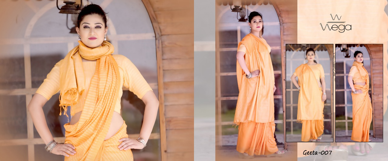 Geeta By Wega 001 To 010 Series Indian Traditional Wear Collection Beautiful Stylish Fancy Colorful Party Wear & Occasional Wear Soft Linen Cotton Slub Zari Weaving Sarees At Wholesale Price
