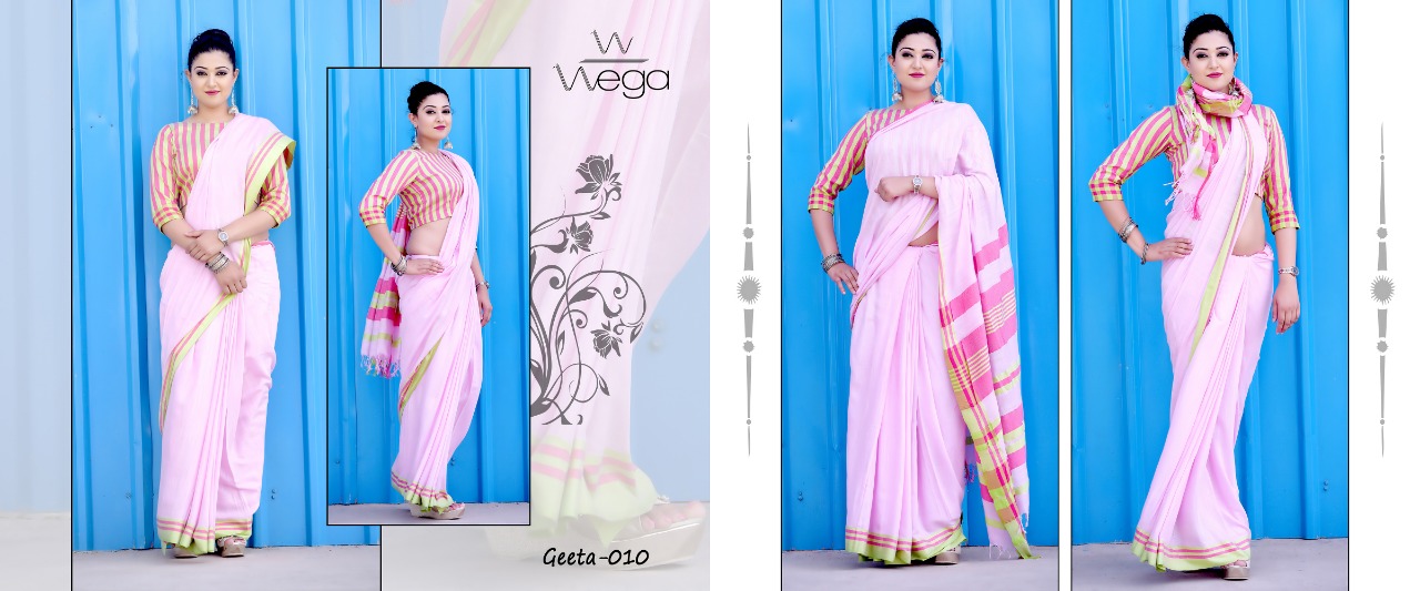 Geeta By Wega 001 To 010 Series Indian Traditional Wear Collection Beautiful Stylish Fancy Colorful Party Wear & Occasional Wear Soft Linen Cotton Slub Zari Weaving Sarees At Wholesale Price