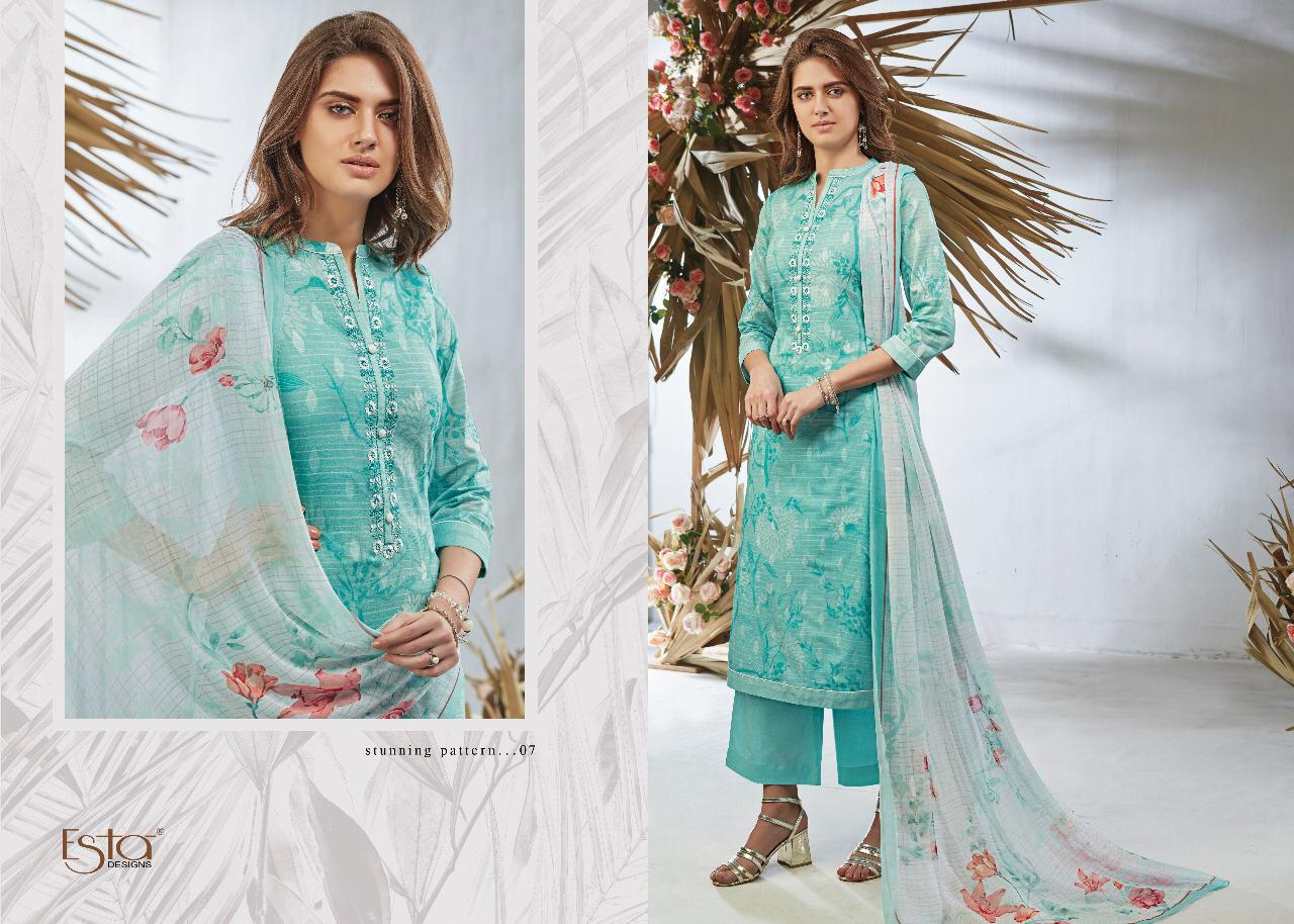 Gesture By Esta Designs 01 To 12 Series Beautiful Colorful Fancy Stylish Casual Wear & Ethnic Wear Digital Printed Cotton Lawn With Embroidery And Beads Work Dresses At Wholesale Price