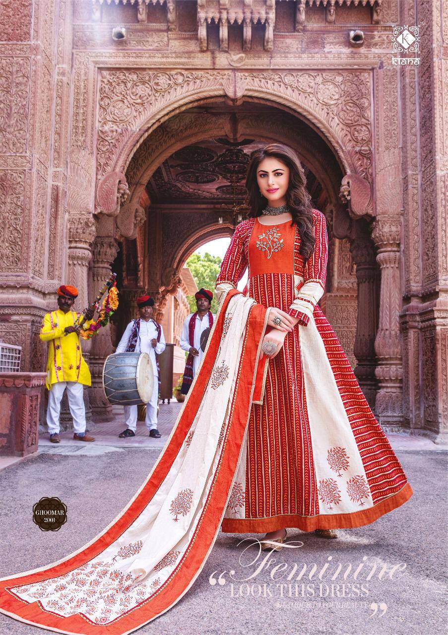 Ghoomar Vol-2 By Kiana Fashion 2001 To 2010 Series Designer Wear Collection Beautiful Stylish Fancy Colorful Party Wear & Occasional Wear Cotton  Printed Gowns At Wholesale Price
