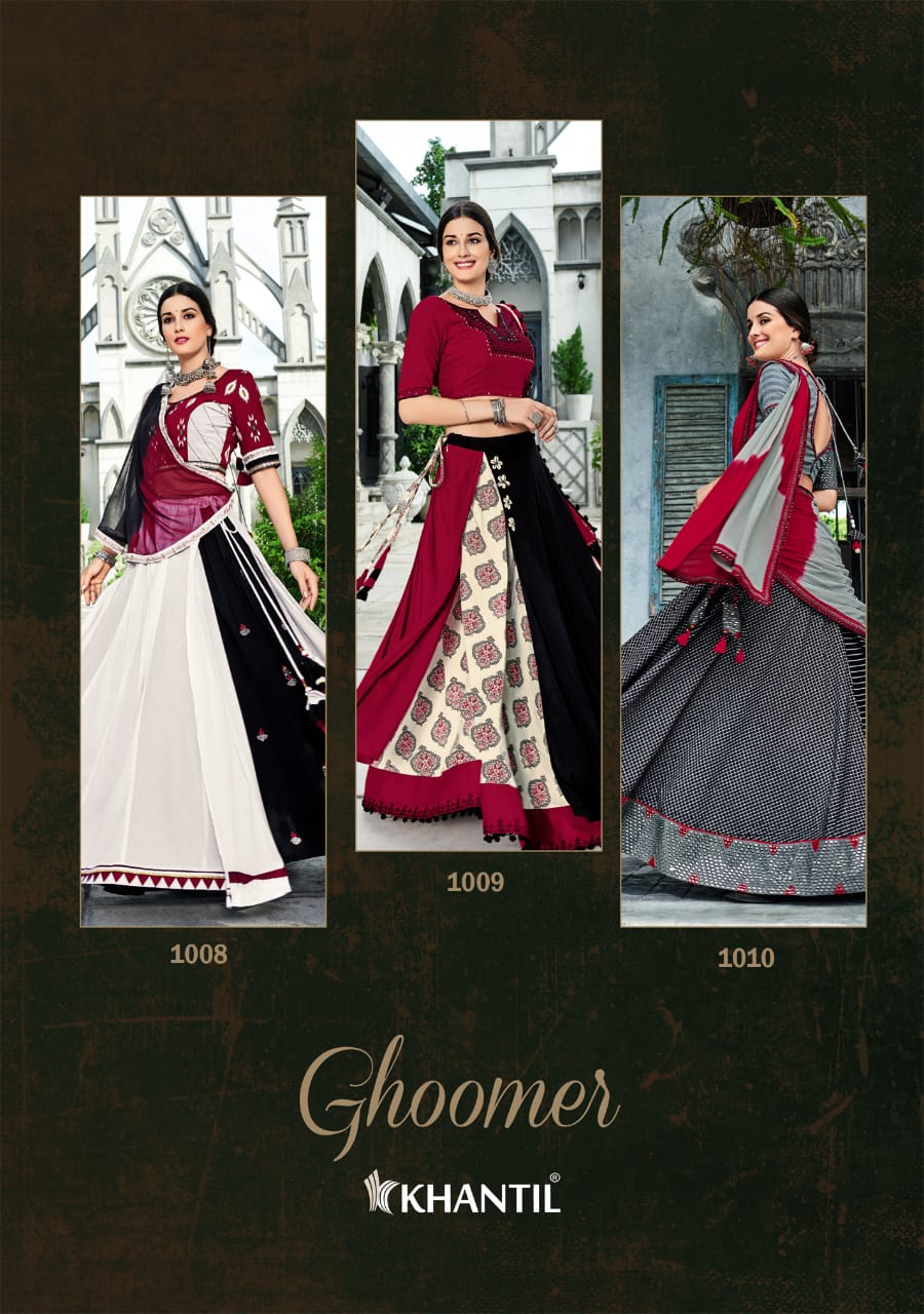 Ghoomer By Khantil 1008 To 1010 Series Designer Beautiful Collection Occasional Wear & Party Wear Rayon/cotton Printed Lehengas At Wholesale Price
