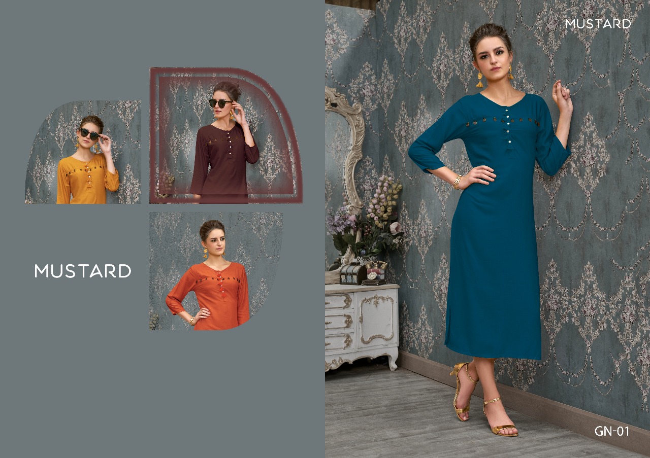 Ginni By Mustard 01 To 06 Series Beautiful Stylish Fancy Colorful Casual Wear & Ethnic Wear & Ready To Wear Slub Rayon Kurtis At Wholesale Price