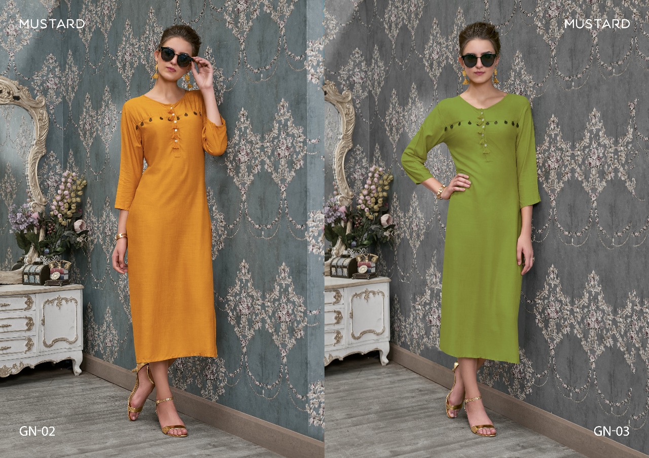 Ginni By Mustard 01 To 06 Series Beautiful Stylish Fancy Colorful Casual Wear & Ethnic Wear & Ready To Wear Slub Rayon Kurtis At Wholesale Price