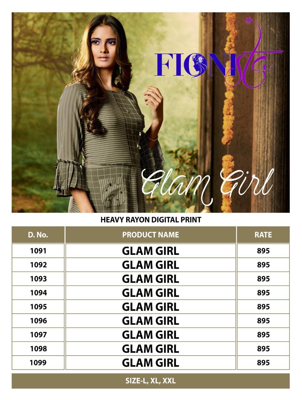 Glam Girl By Fionista 1091 To 1099 Series Beautiful Stylish Fancy Colorful Designer Party Wear & Ethnic Wear & Ready To Wear Heavy Rayon Digital Kurtis At Wholesale Price