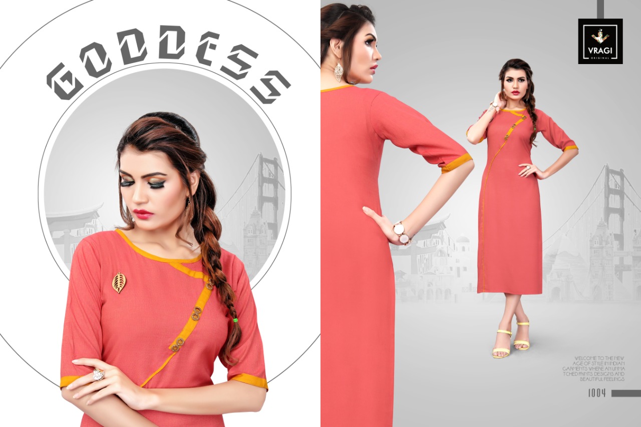 Glamorize By Vragi 1001 To 1008 Series Beautiful Colorful Stylish Fancy Casual Wear & Ethnic Wear & Ready To Wear Heavy Rayon Printed Kurtis At Wholesale Price