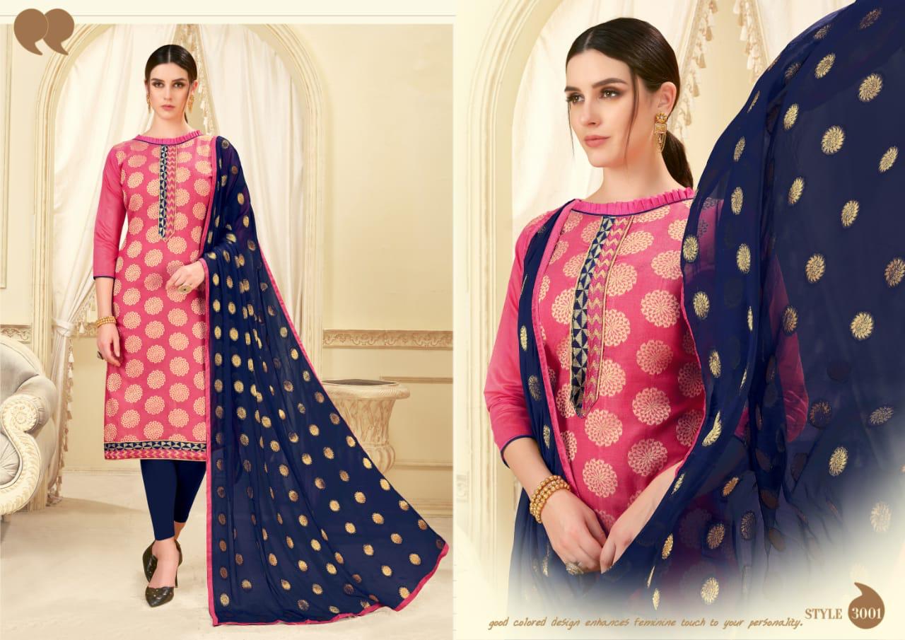 Glamour Vol-3 By Shri Mahavir Fashion 3001 To 3012 Series Beautiful Collection Suits Stylish Fancy Colorful Casual Wear & Ethnic Wear Fancy Jacquard Dresses At Wholesale Price