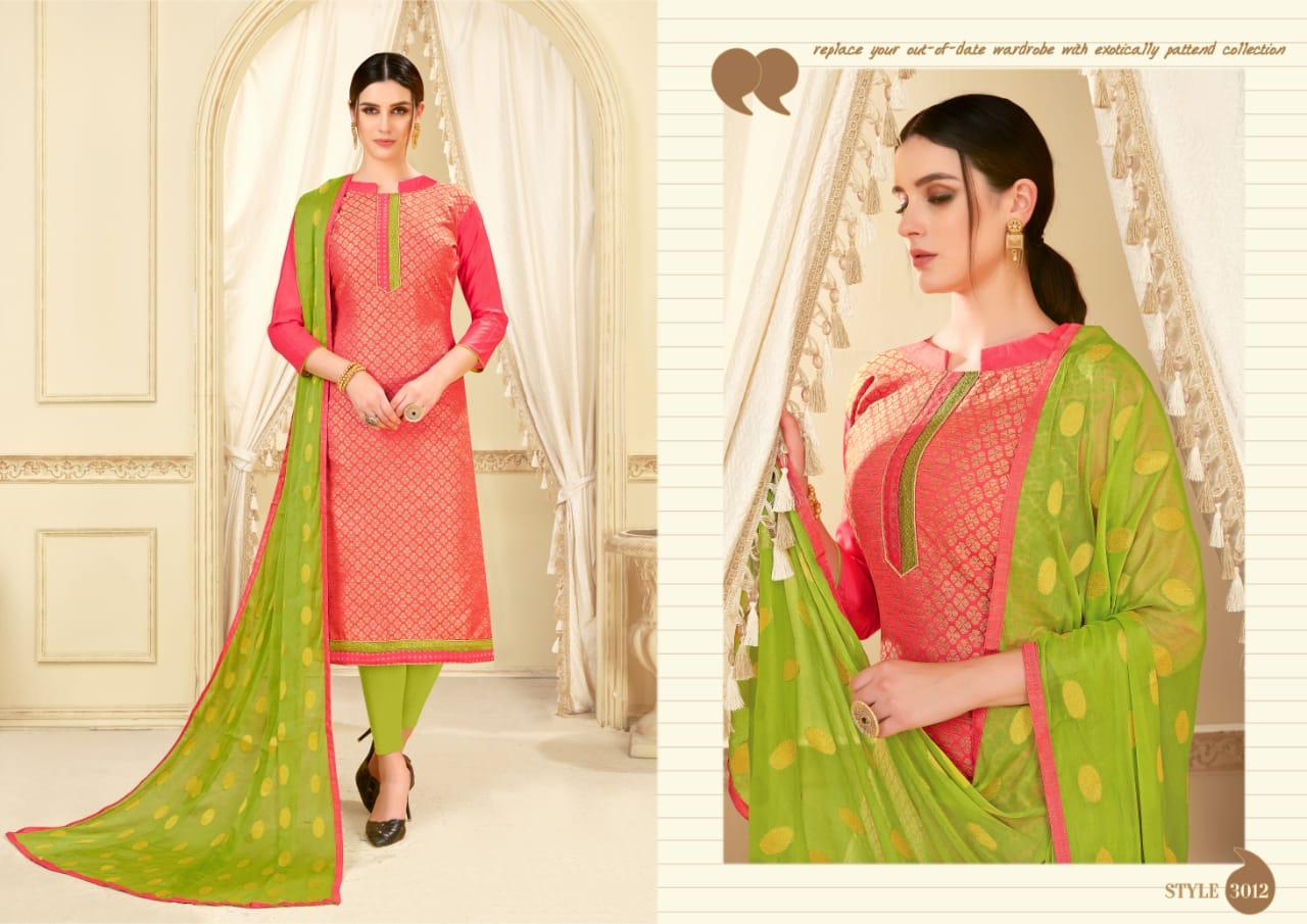 Glamour Vol-3 By Shri Mahavir Fashion 3001 To 3012 Series Beautiful Collection Suits Stylish Fancy Colorful Casual Wear & Ethnic Wear Fancy Jacquard Dresses At Wholesale Price