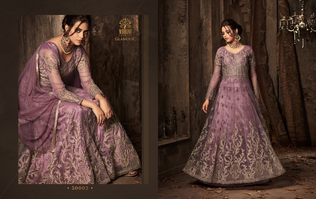 Glamour Vol-50 By Mohini Fashion 50001 To 50006 Series Designer Wedding Suits Beautiful Stylish Fancy Colorful Party Wear & Occasional Wear Net Embroidered Dresses At Wholesale Price