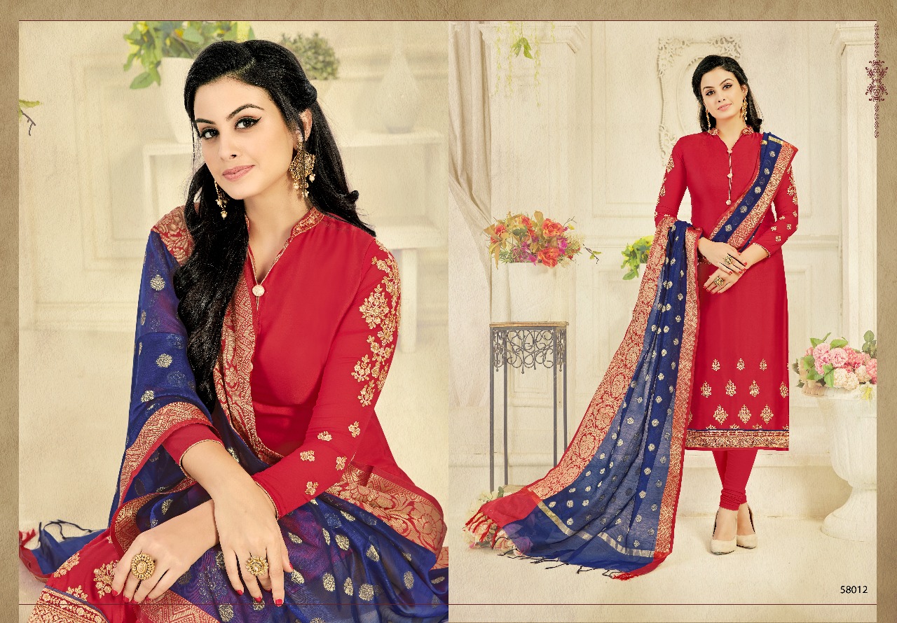 Glamour Vol-58 By Kavya Creation 58001 To 58012 Series Designer Suits Beautiful Stylish Colorful Fancy Party Wear & Occasional Wear Satin Georgette Embroidered Dresses At Wholesale Price