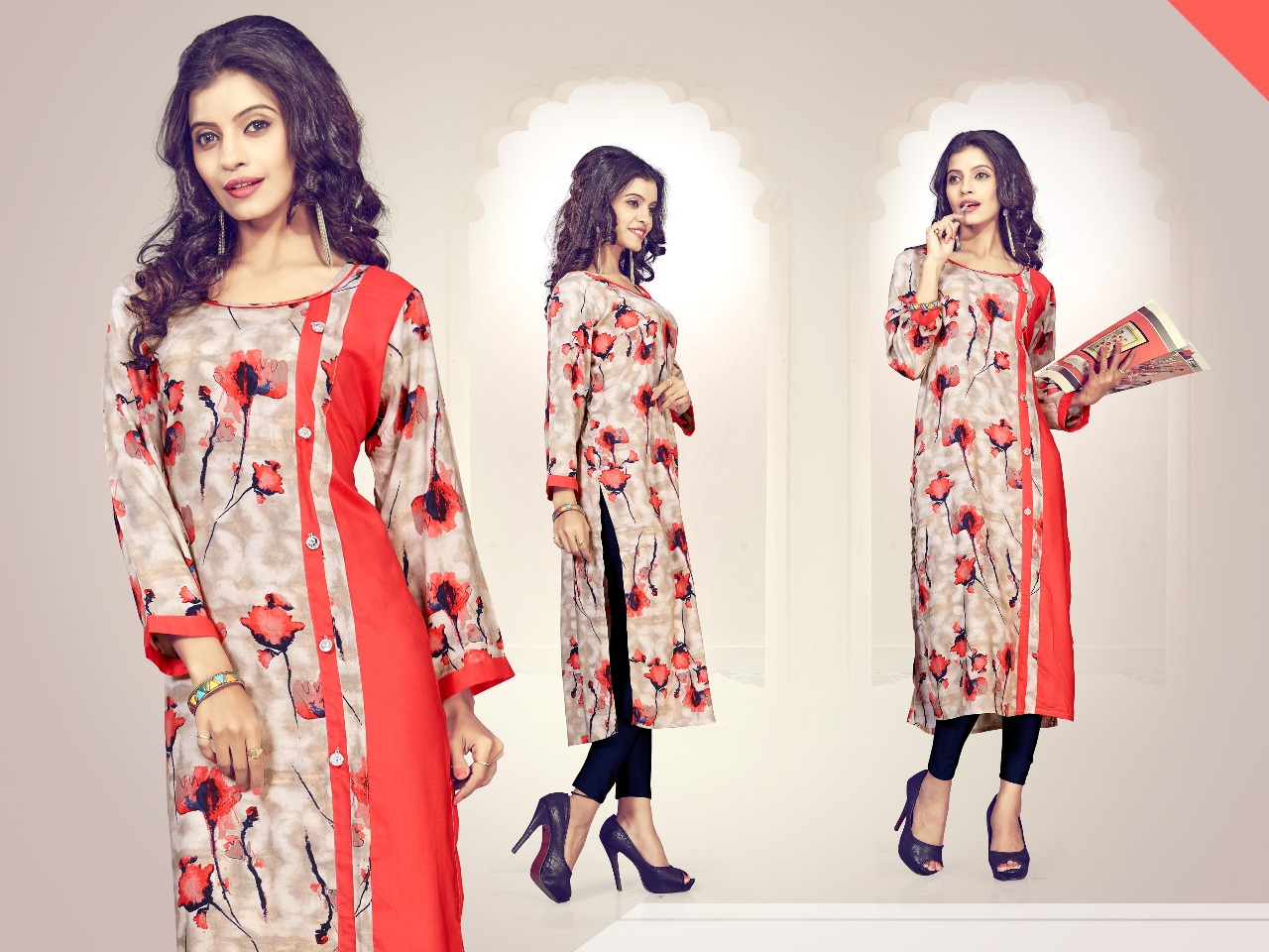 Glamour By Jugnii 1001 To 1008 Series Stylish Colorful Fancy Beautiful Casual Wear & Ethnic Wear Pure Rayon Printed Kurtis At Wholesale Price