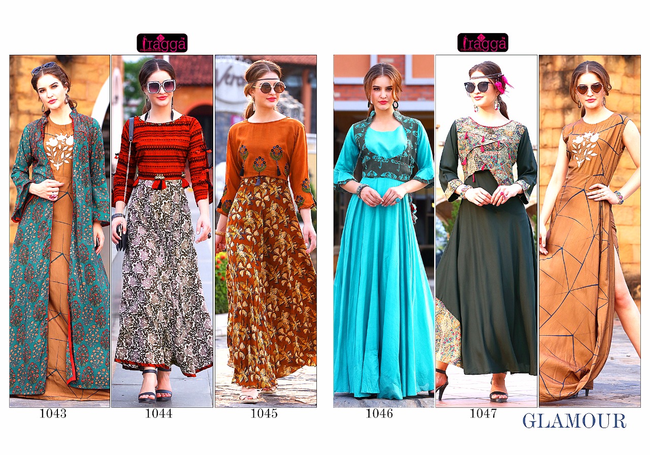 Glamour By Ragga 1043 To 1047 Series Beautiful Stylish Fancy Colorful Casual Wear & Ethnic Wear Rayon Printed Kurtis At Wholesale Price