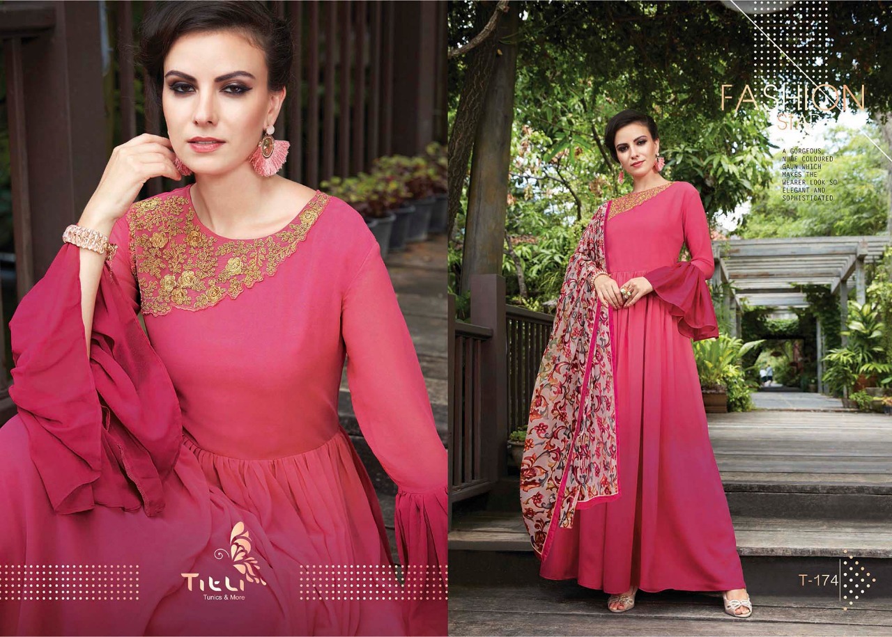 Glamour By Titli 174 To 181 Series Designer Beautiful Colorful Stylish Fancy Casual Wear & Ethnic Wear & Ready To Wear Heavy Georgette & Linen Satin Kurtis At Wholesale Price