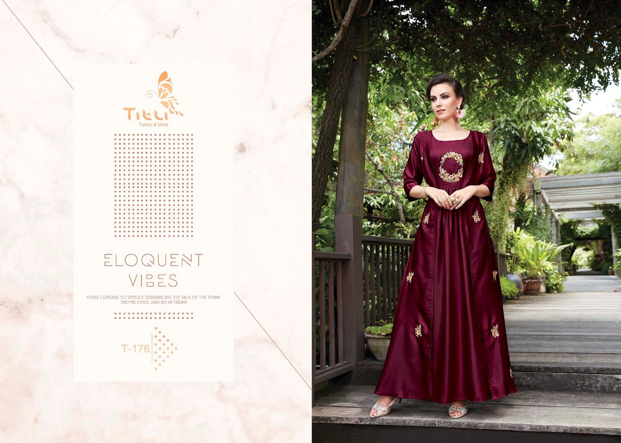 Glamour By Titli 174 To 181 Series Designer Beautiful Colorful Stylish Fancy Casual Wear & Ethnic Wear & Ready To Wear Heavy Georgette & Linen Satin Kurtis At Wholesale Price