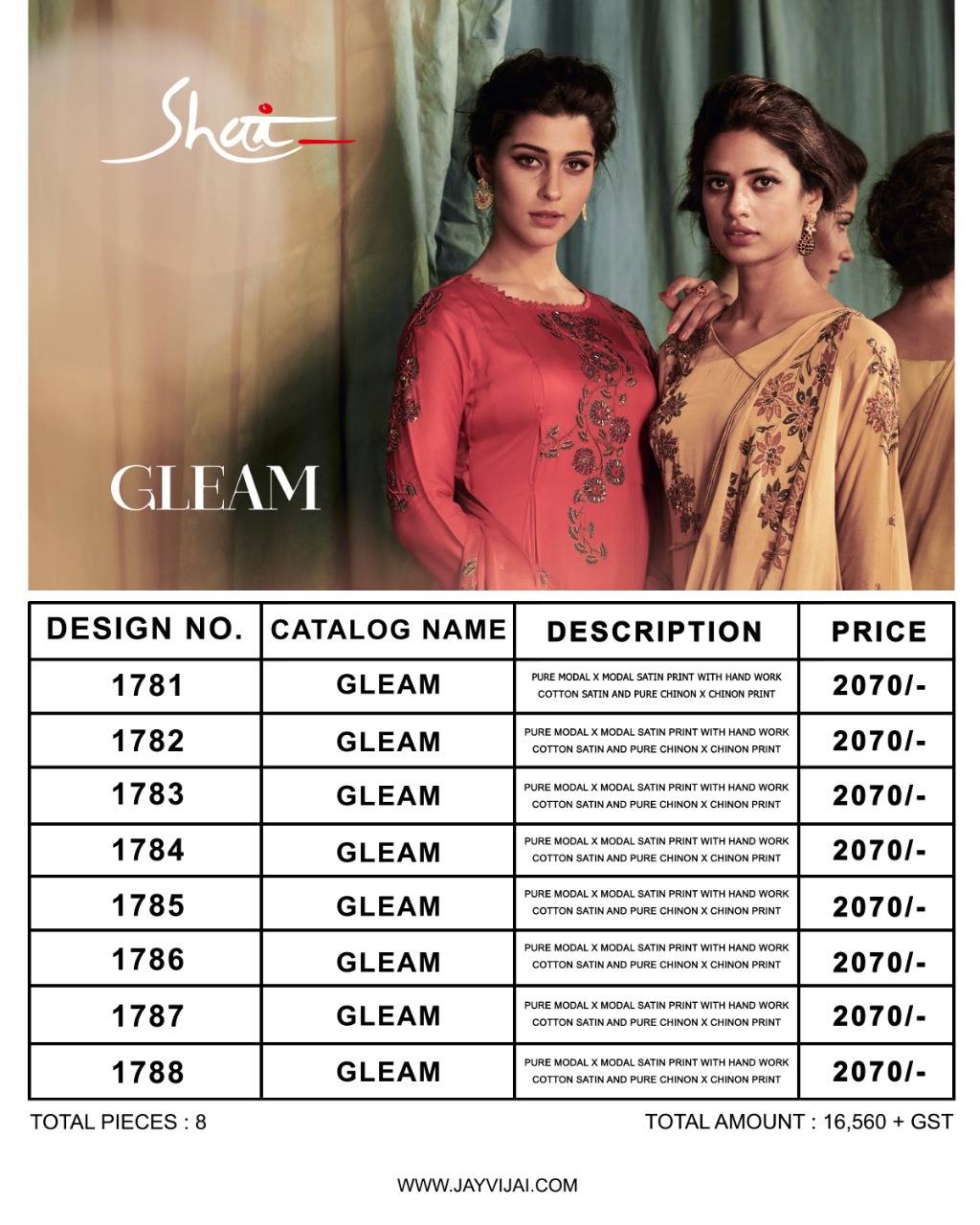 Gleam By Shai 1781 To 1788 Series Designer Festive Suits Collection Beautiful Stylish Fancy Colorful Party Wear & Occasional Wear Pure Modal Satin Dresses At Wholesale Price