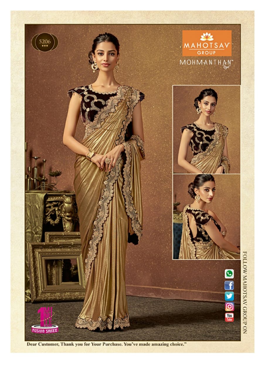 Gloria By Mohmanthan Indian Designer Wedding Collection Beautiful Stylish Fancy Colorful Party Wear & Occasional Wear Satin Georgette Sarees At Wholesale Price