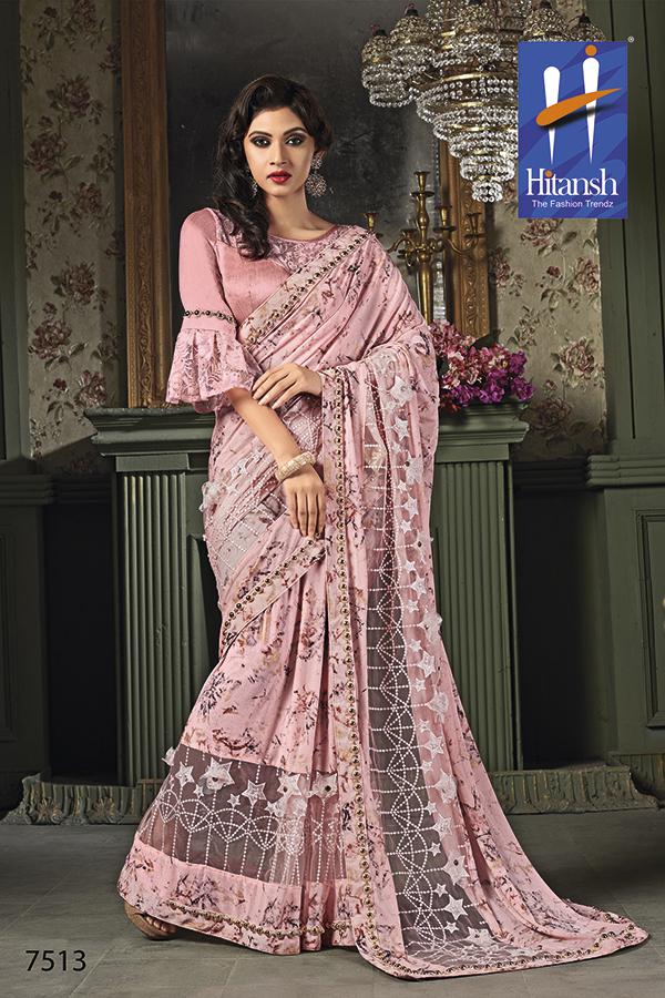 Glorina By Hitansh 7501 To 7514 Series Indian Traditional Wear Collection Beautiful Stylish Fancy Colorful Party Wear & Occasional Wear Exclusive Fancy Printed Sarees At Wholesale Price