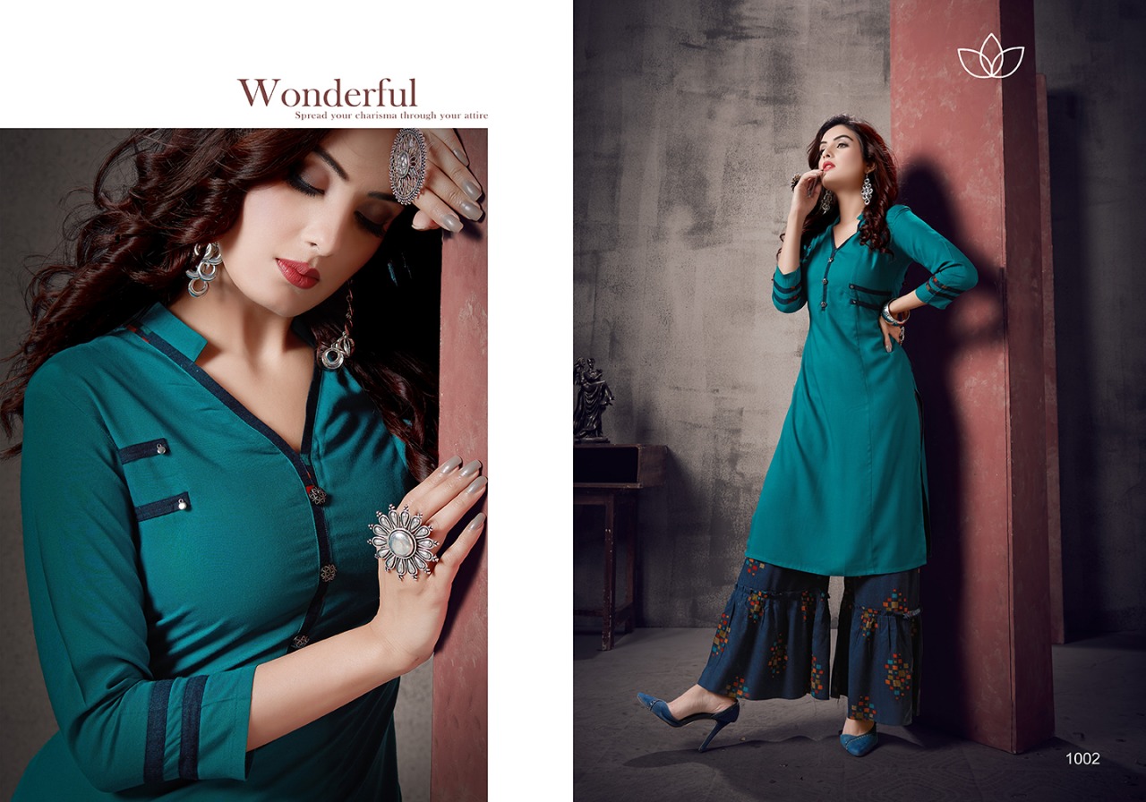 Glorious By St Namo 1001 To 1004 Series Beautiful Stylish Fancy Colorful Party Wear & Ethnic Wear Pure Rayon Printed Kurtis With Bottom At Wholesale Price