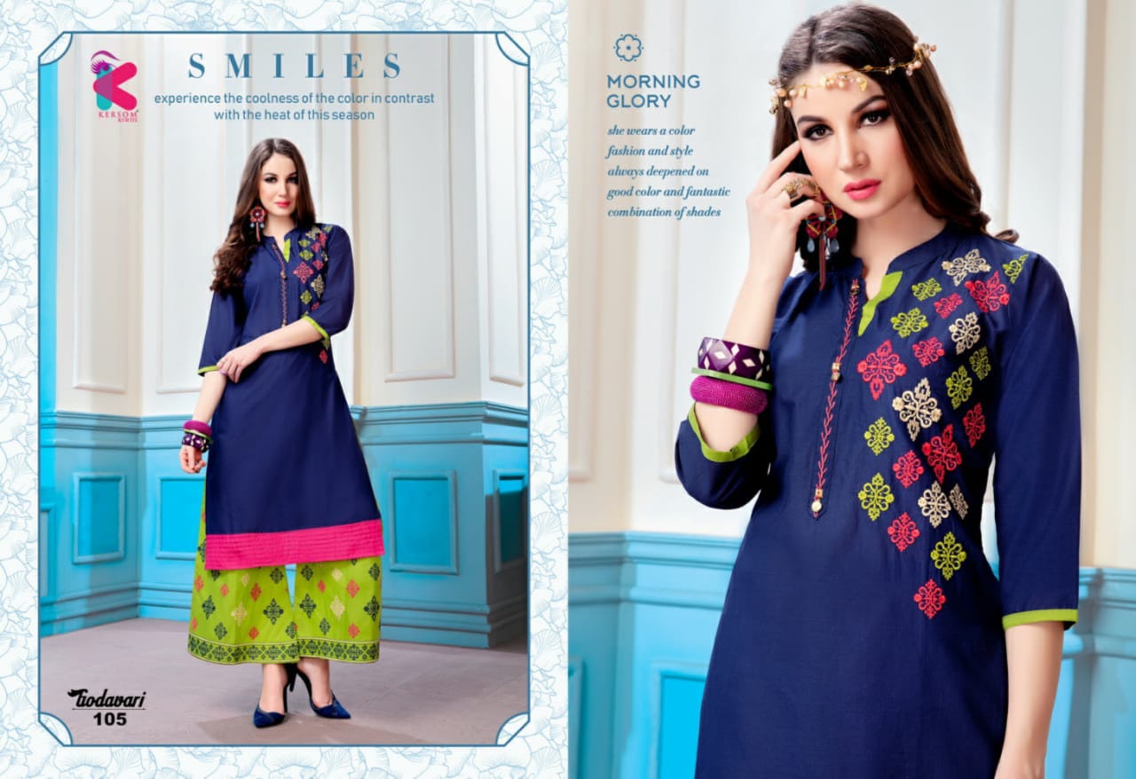 Godavari By Kersom 101 To 108 Series Designer Beautiful Stylish Colorful Fancy Ready To Wear & Casual Wear & Ethnic Wear Heavy Cotton Lawn Kurtis With Palazzo At Wholesale Price